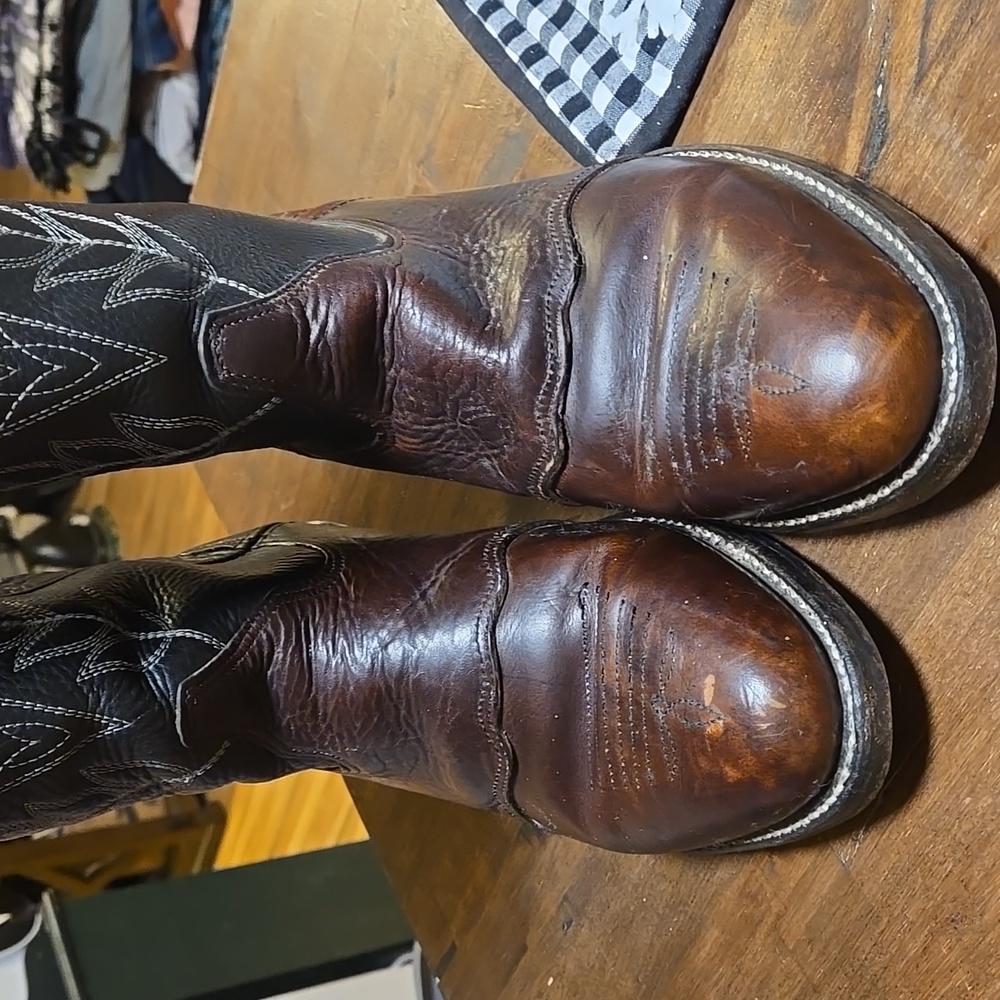 Double H Vintage 1999 Buckaroo Leather Cowboy Boots Mens Size 10.5EE - Picture 3 of 10